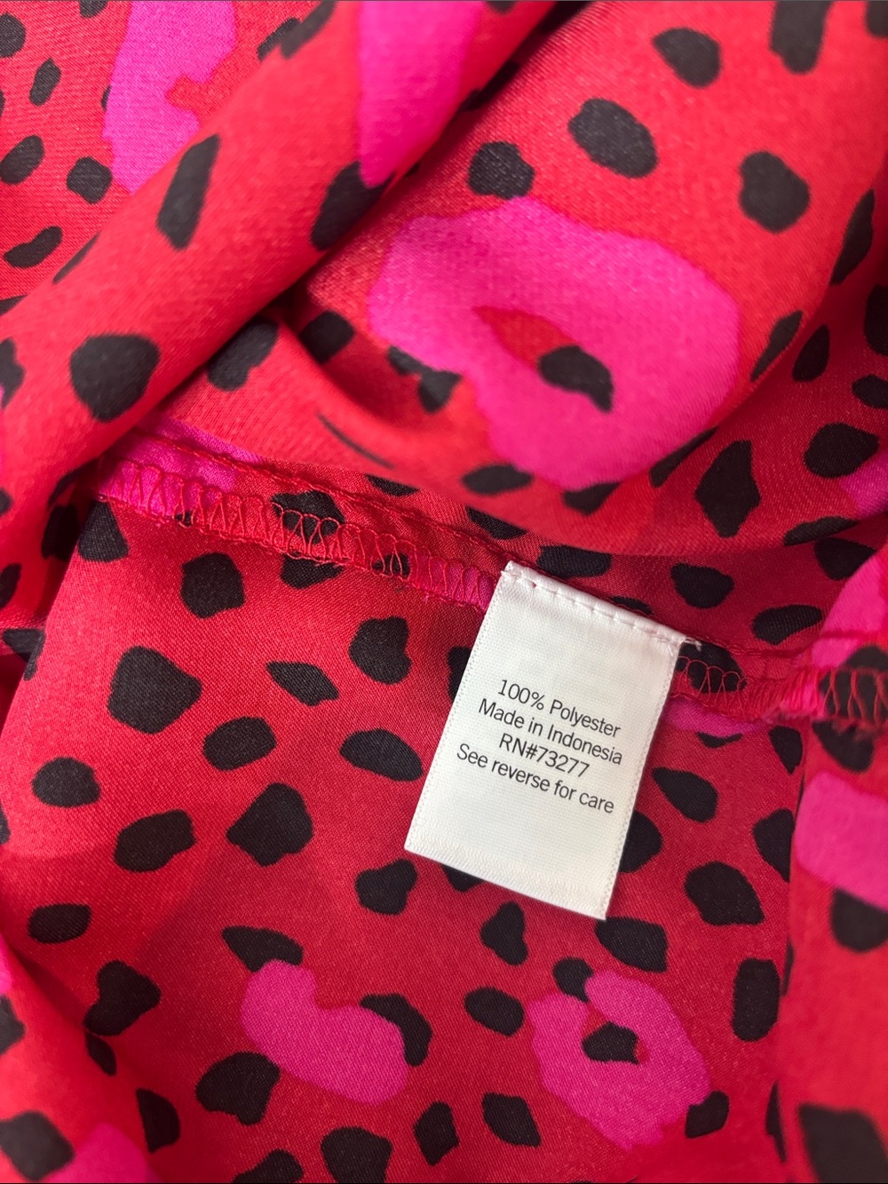 Nine West chic Pink and Red Animal Print Long Sleeve Blouse 0350 - Picture 8 of 10